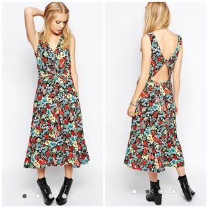 ASOS Tall floral midi dress with cutout front